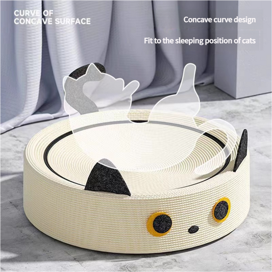 Adorable Cloth wrapped orange Cat Scratching Post and Lounger - 41cm Cat Claw Proof Basin