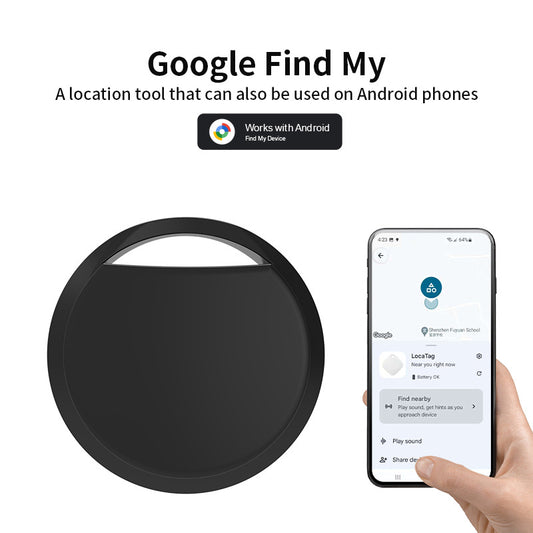 Black Android Tracker - Google Find My Device Compatible Luggage and Pet Tracker