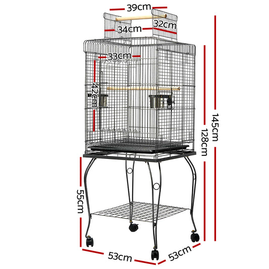 i.Pet Large Bird Cage with Perch - Black