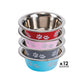 Pet Basic 12PCE Pet Bowl 25cm Stainless Steel Coloured With Paw Prints 2500ml